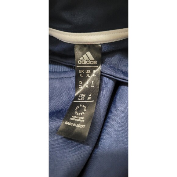 Adidas Track Jacket Mens XL Blue Striped Full Zip Pockets Three Stripe Logo - Picture 4 of 11